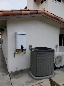 Tankless water heater and condenser for an ADU conversion in Temecula
