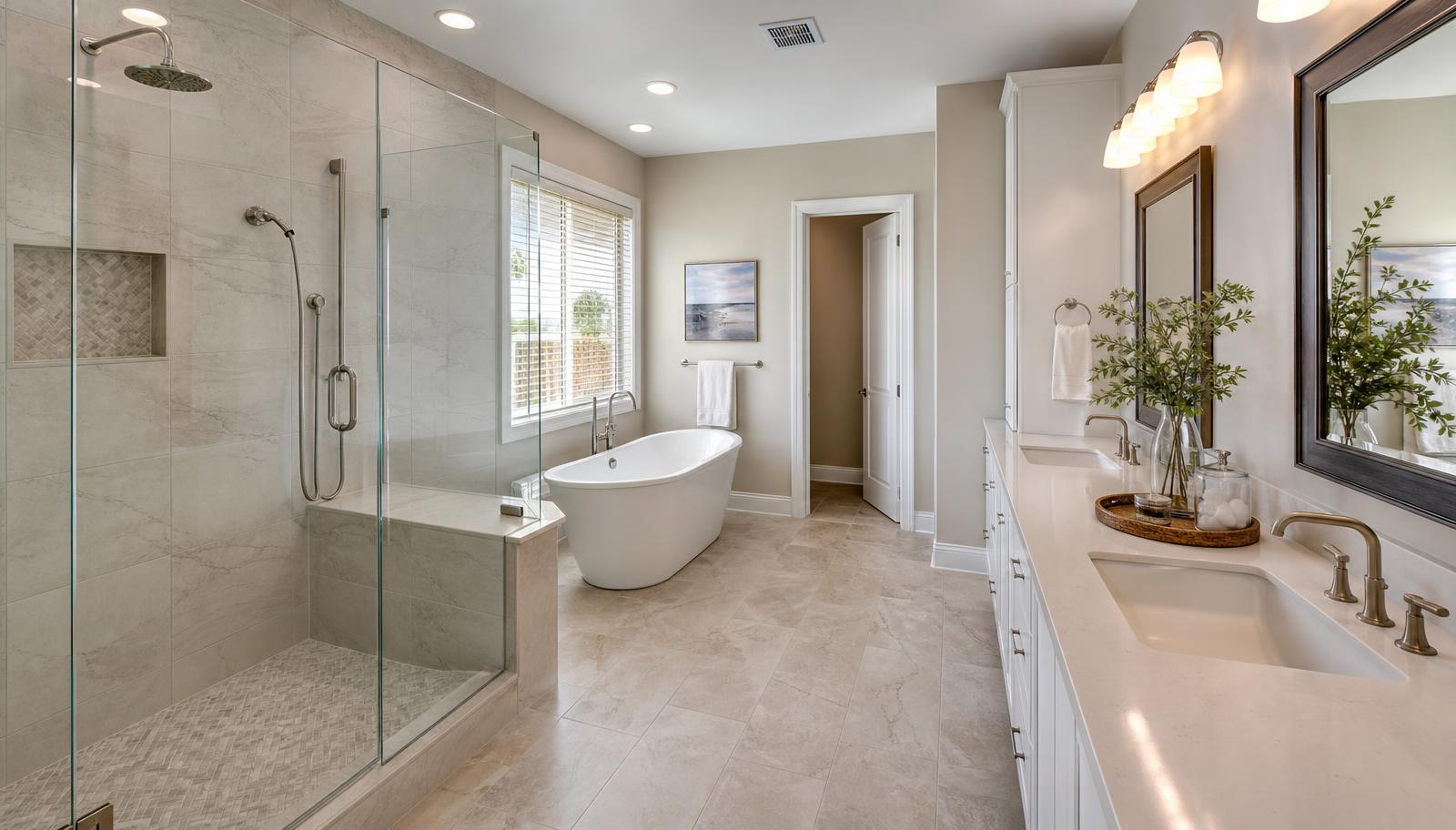 Master bathroom remodel with walk-in shower in Murrieta, CA