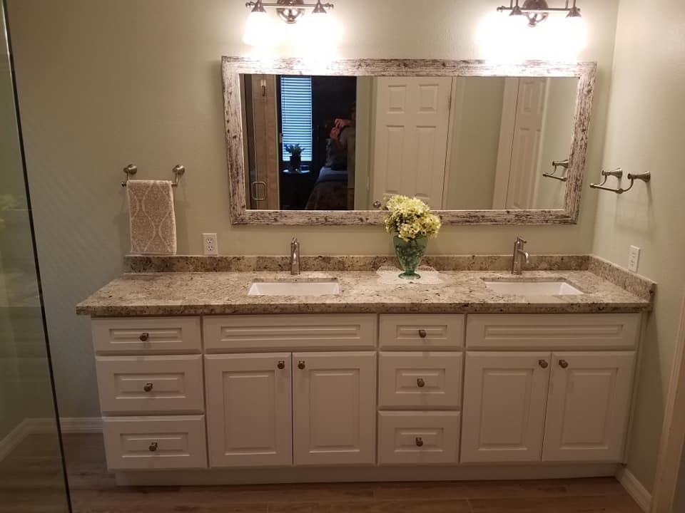 Completed bathroom with tub surround tile work in Temecula, CA