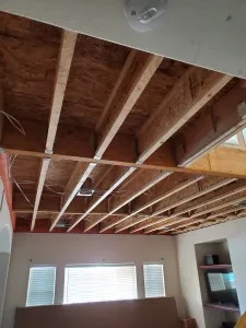 Room addition framing and open ceiling joists in Temecula